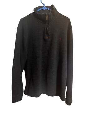 Polo Ralph Lauren Charcoal Grey Quarter-Zip Pullover Sweater Size XL